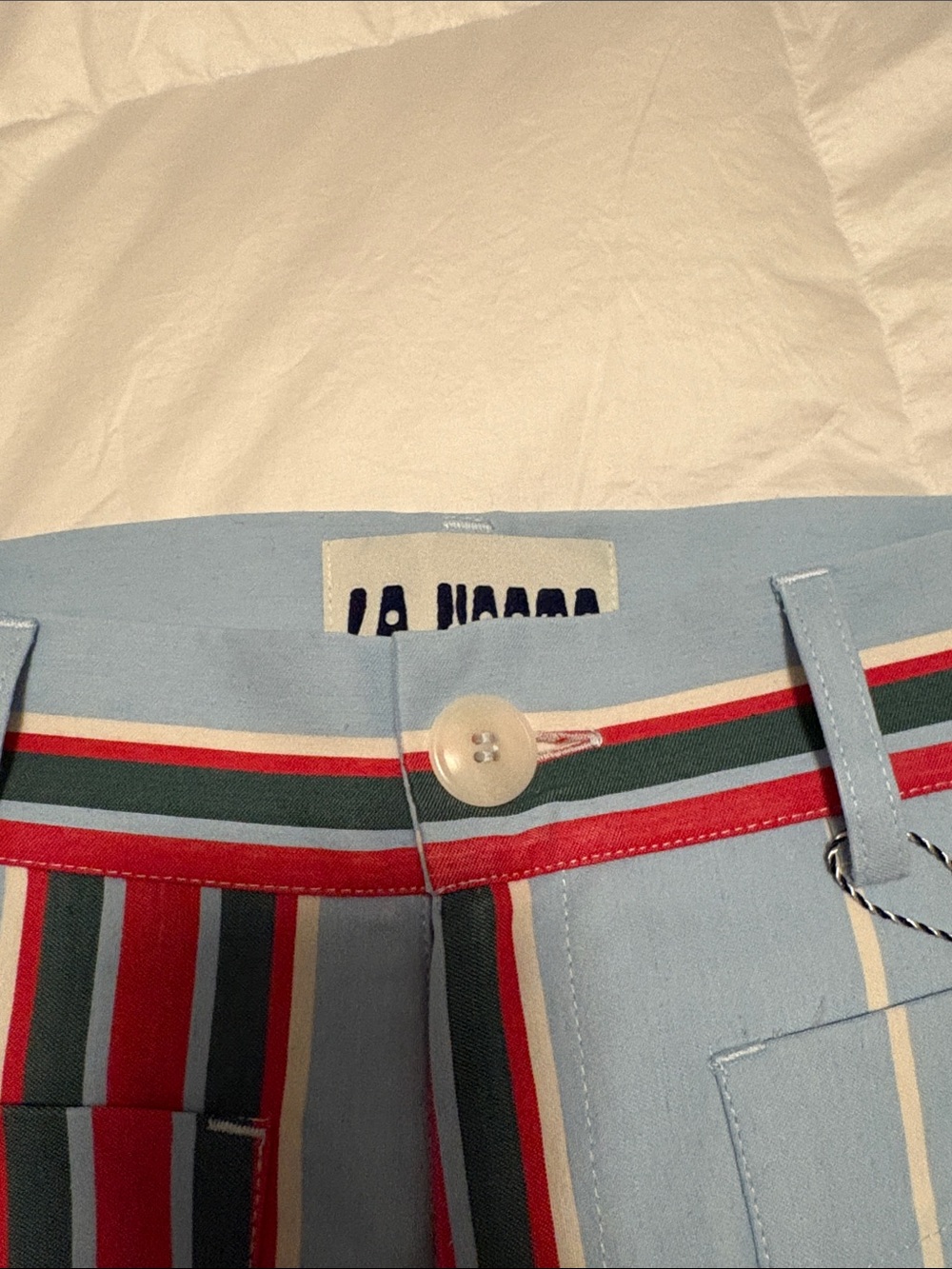 Striped Straight-Leg Pants in Light Blue - Picture 2 of 4